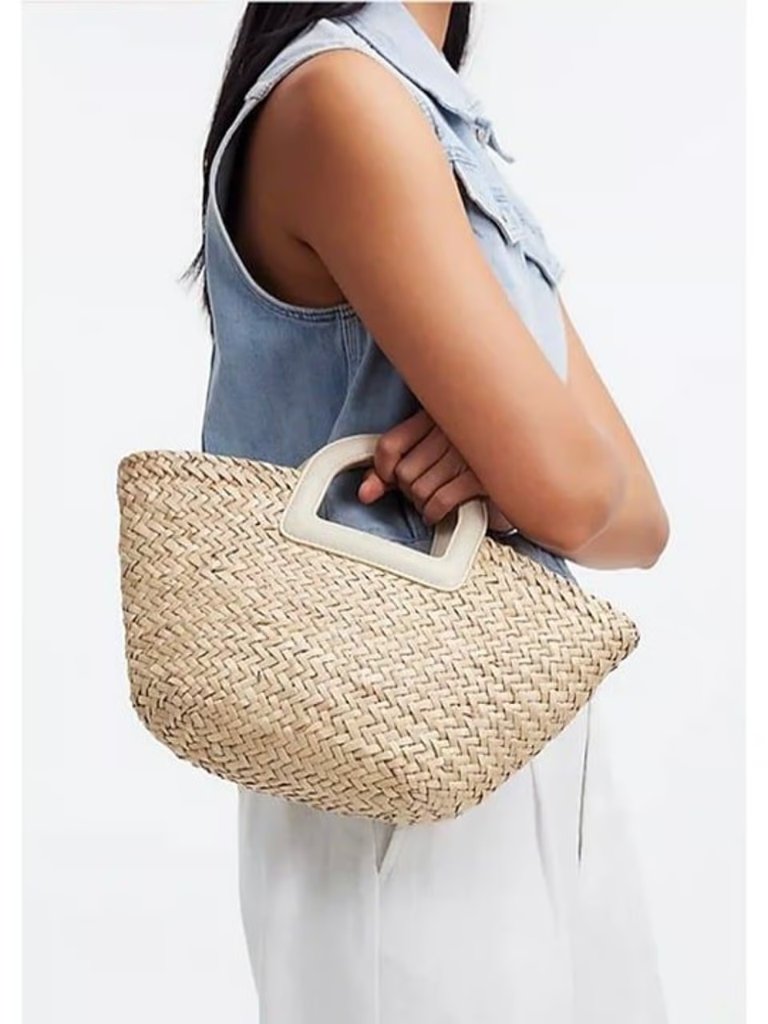 Madewell The Mini Bucket Crossbody Bag In Handwoven Straw